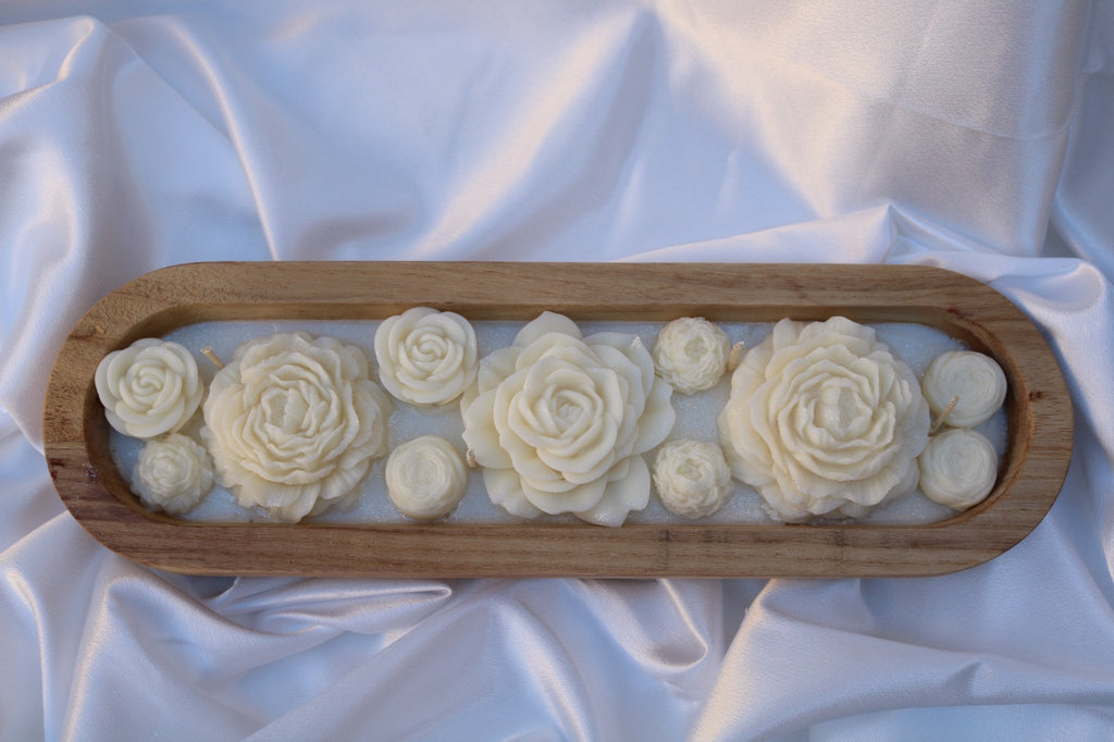 Floral Wood Tray Candle